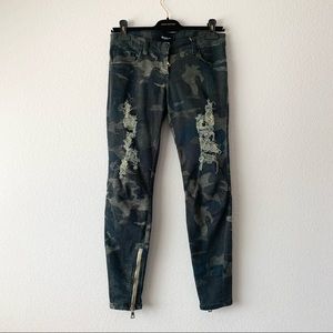 Balmain distressed metal camo jeans